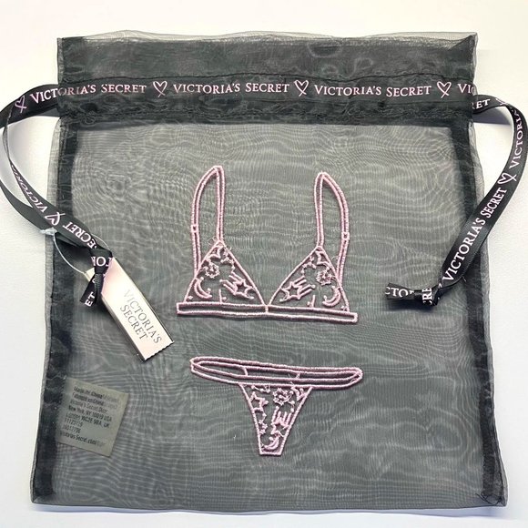Victoria's Secret Black Mesh Lingerie Drawstring Bag (Set of 2) - Picture 1 of 3
